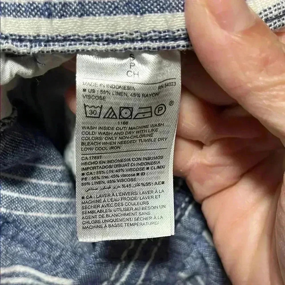 Striped Blue Linen Pants - Picture 4 of 4